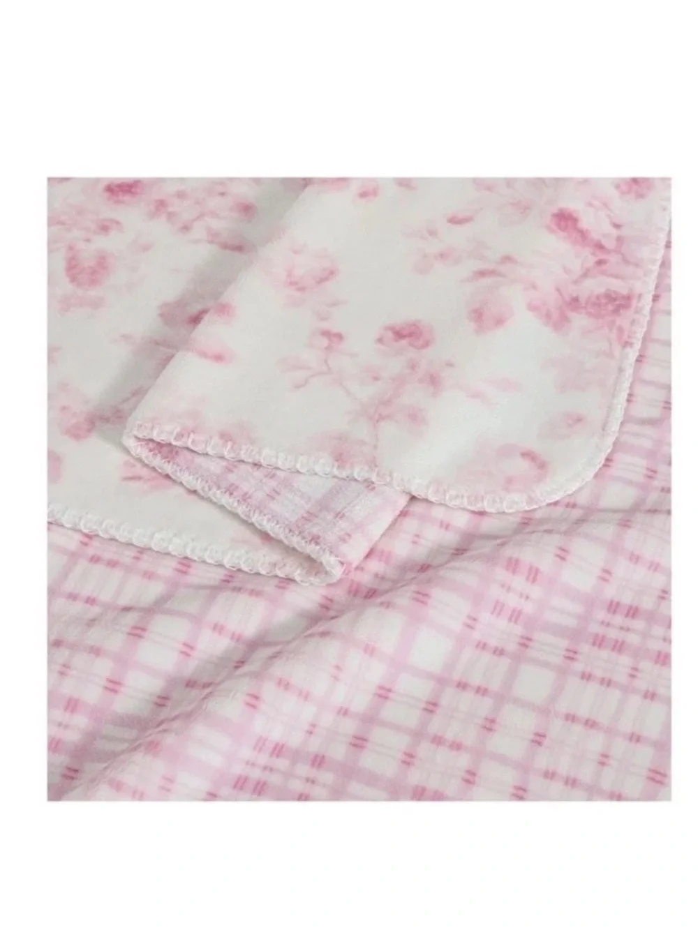 Laura Ashley Pink Floral Zoe Reversible Coco Flannel Throw Mini Pink Roses Soft